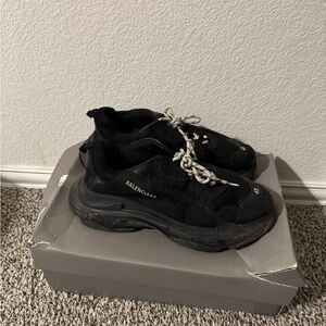 Balenciaga Men's Black and White Sneakers